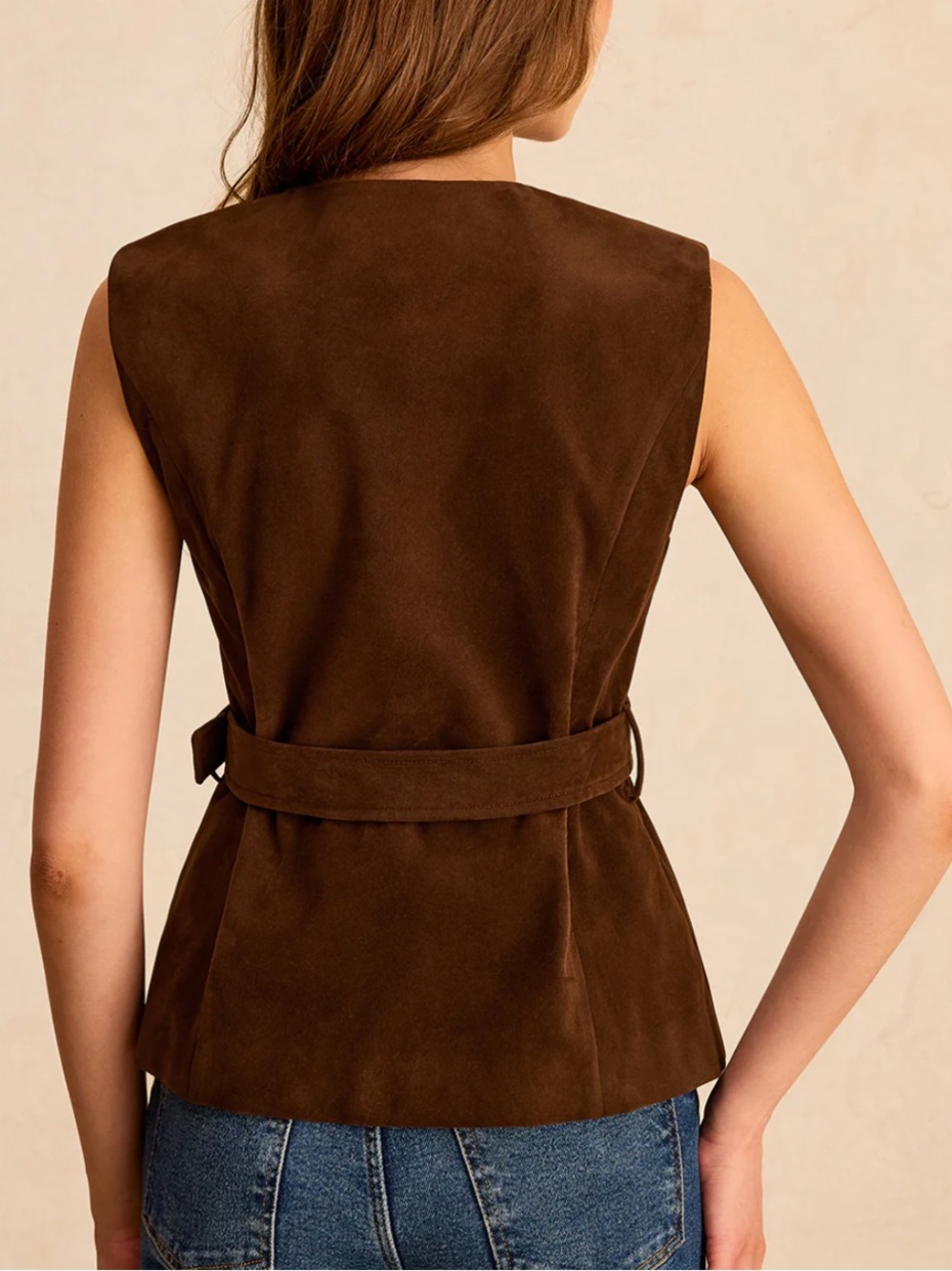 COMMENSE Suede Effect Vest with Belt - Picture 8 of 9